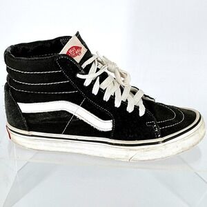 Vans Women's Size 8 Sk8 Hi Black White Suede High Top Skate Shoes Sneakers